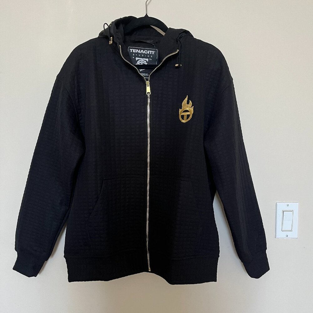 Tenaciti Studios Men's Black Zip-Up Hoodie Logo Streetwear Athleisure S